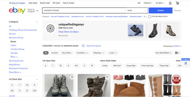 Image of eBay web page.